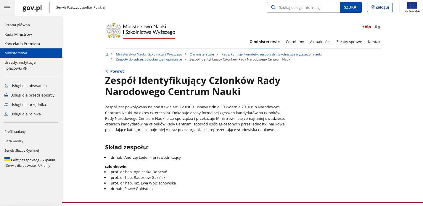 Pracownik Instytutu Historycznego US powołany przez Ministra Nauki